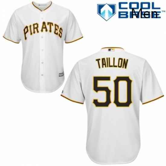 Mens Majestic Pittsburgh Pirates 50 Jameson Taillon Replica White Home Cool Base MLB Jersey